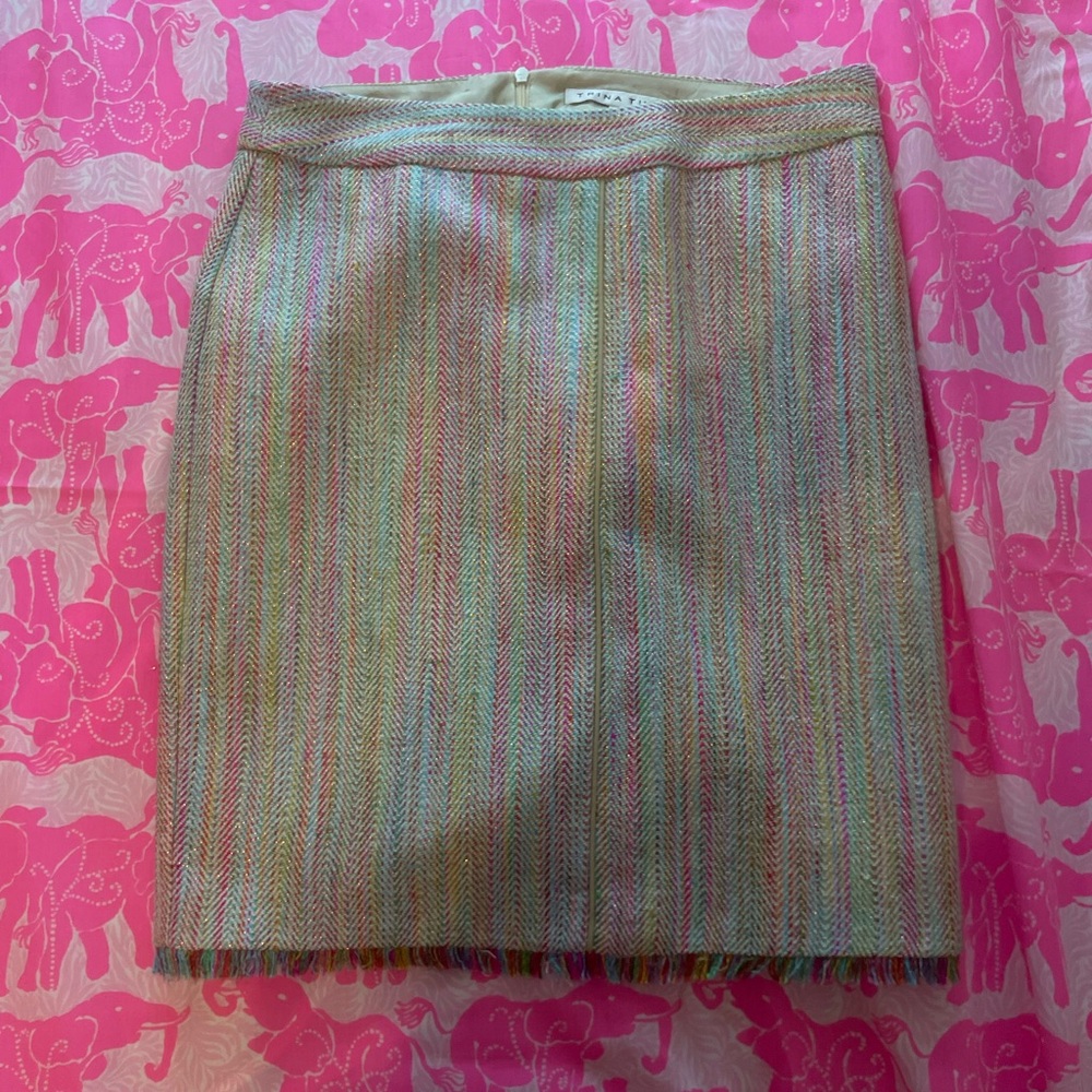 Trina Turk Green and Pink Pencil Skirt